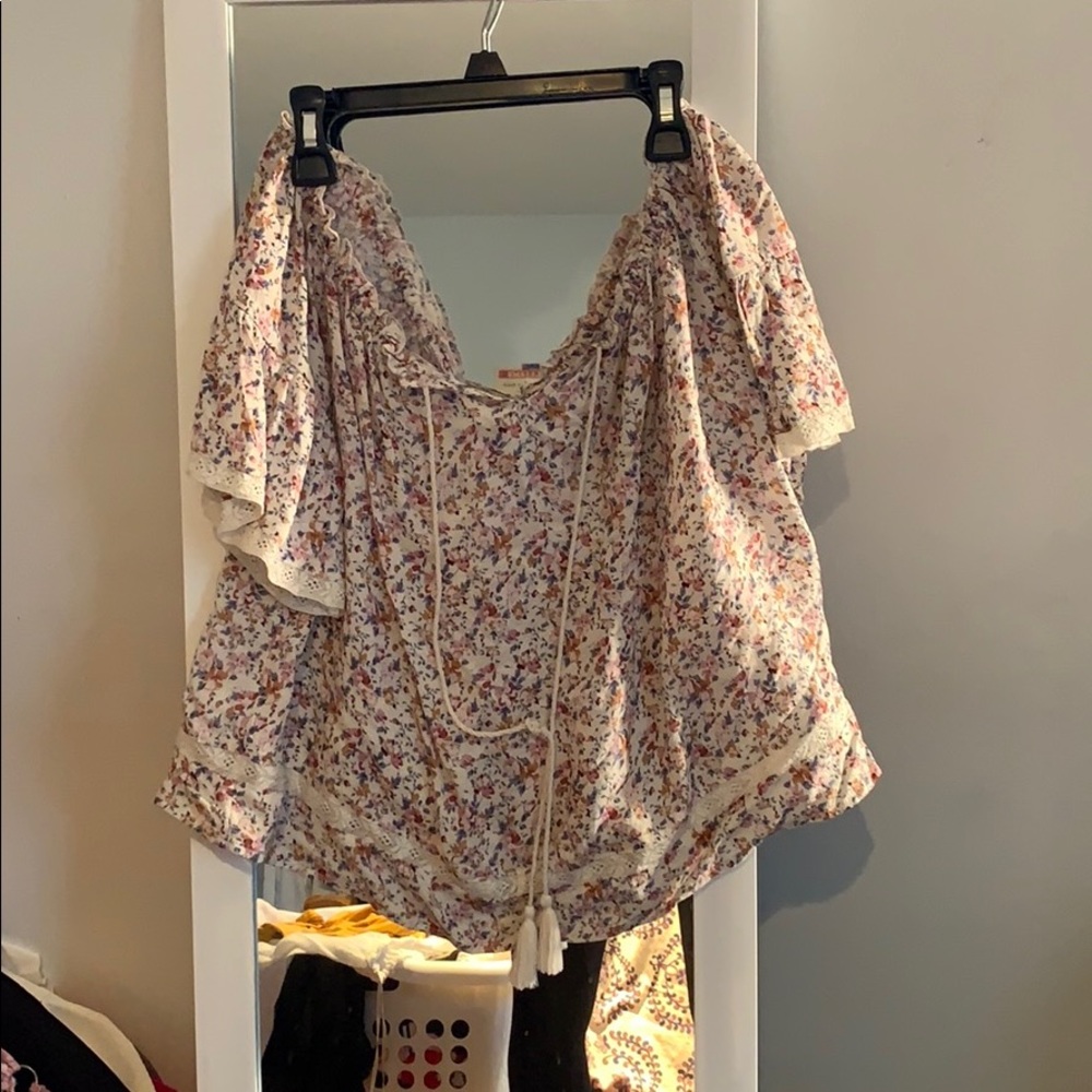Off the shoulder white floral top